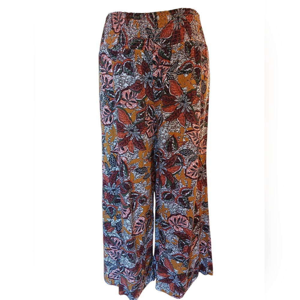 Rachel Zoe Brown and Pink Wide Leg Cropped Pants